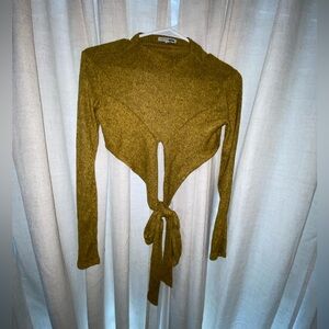 Stylish Mustard Tie-Front Sweater/Pants Set